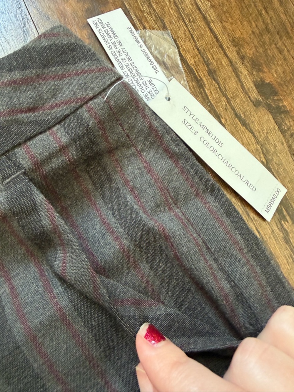 Larry Levine Gray Pinstripe Wide-Leg Trousers - Picture 3 of 8